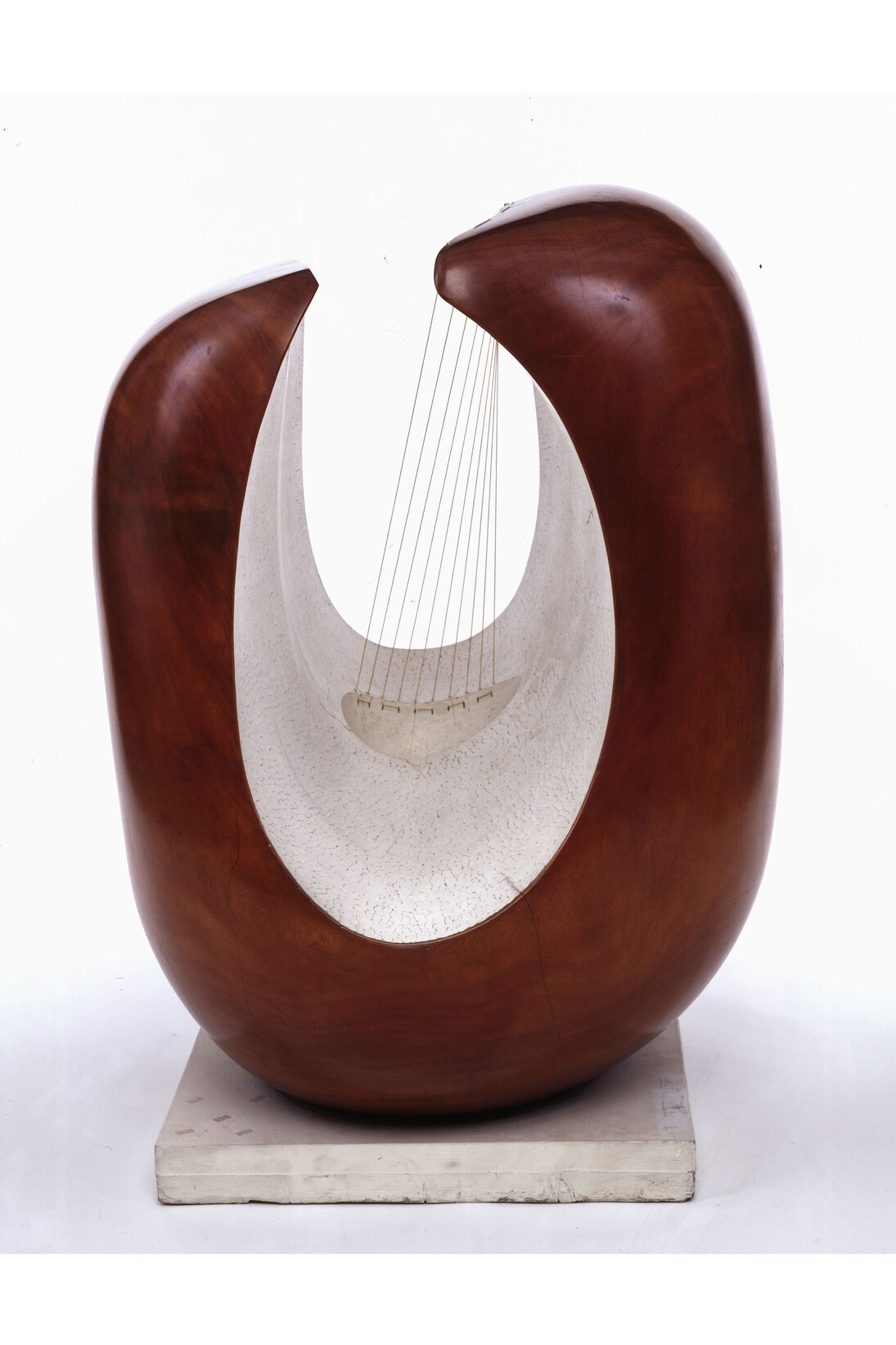 Barbara Hepworth, Curved Form (Delphi), 1955, Sculpture, Guarea wood, part painted, with strings, 1067 x 787 x 813 mm, Ulster Museum, Belfast © The Hepworth Estate