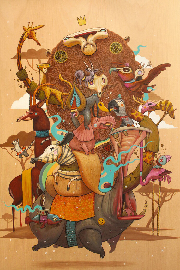 Dulk, Africa,

Acrylic and marker on wood,

70 x 100 cm, 2015