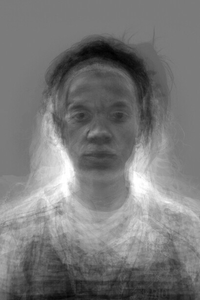 Vivian Caccuri, Semblante 2 (Série Eigenface), 2015, Image created with software, charcoal on paper, 55 x 77 cm
