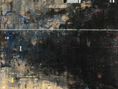 Espacio Partido, 2013, oil on steel mesh, 158 x 198 cm