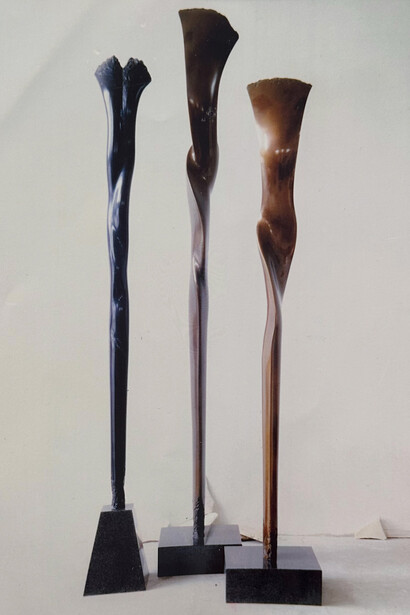 Jack Zajac, Left to right: Falling Water - Santa Cruz XVIII, XV, and XIX, 1984 - 87. Courtesy of Dolby Chadwick Gallery