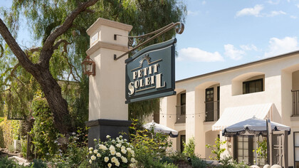 Lovely flowers and a peaceful atmosphere at the hotel's entrance
