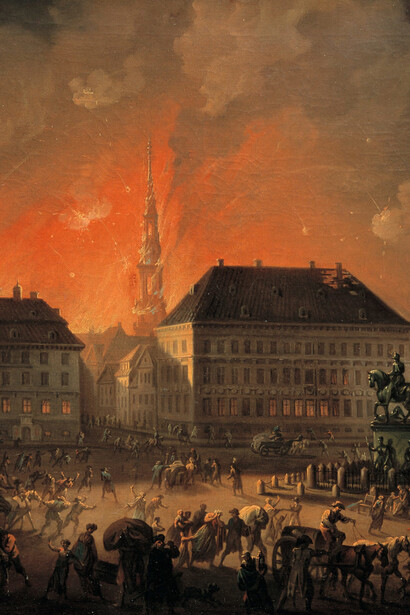 C.A. Lorentzen, The Most Terrible Night. View of Kongens Nytorv in Copenhagen During the English Bombardement of Copenhagen at Night between 4 and 5 September 1807, 1807-1808. SMK