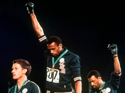 Tommie Smith and John Carlos raised their fists during the 1968 Olympics