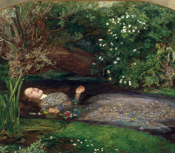 John Everett Millais, "Ophelia", 1851. Óleo sobre lienzo, 76 x 112 cm. Tate Collection, Londres