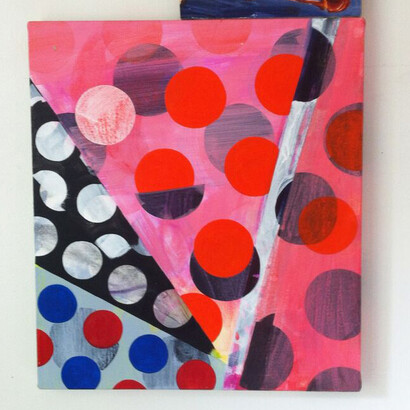 Blaze Lamper, Snack Shapes, 2015, acrylic on canvas and ink on paper, 24 x 15 inches