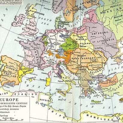 Cartina storica riporta com'era il continente europeo nel XIV secolo