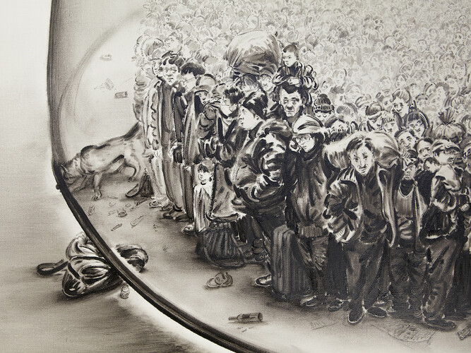 Lu Chao, Black forest cake, 2015, oil on canvas, 200 x 150 cm (detail)