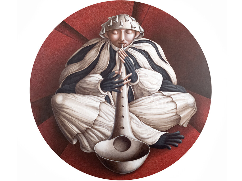 Sonata per il diritto alla follia, 2013, acrilico su tavola, diametro 100 cm