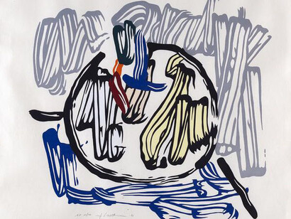 Roy Lichtenstein, Apple with Grey Background