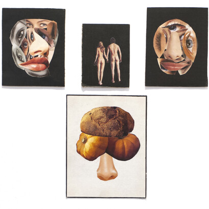 Adam et Eve, polyptyque, collage sur carton, 33 x 30 cm, 2014