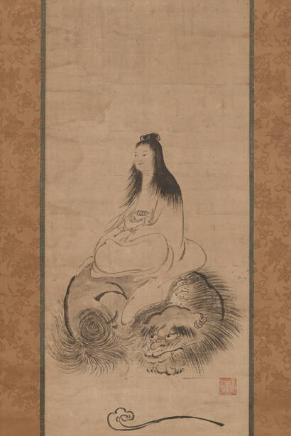 Shūsei, Monju on a lion, late 15th century. Courtesy of the Metropolitan Museum of Art