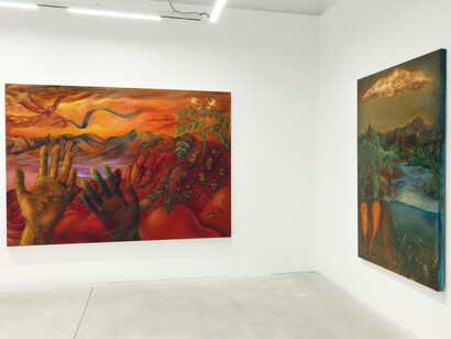 Aura Roig, The worms are starting to move [Los gusanos están empezando a moverse], vista de exhibición. Corteía de Prats Nogueras Blanchard
