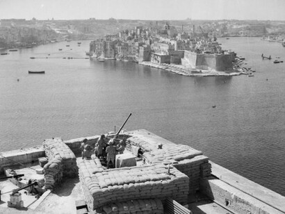 La Valletta: postazioni antiaeree sul Grand Harbour