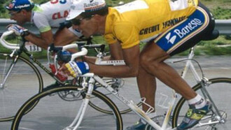 Tony Rominger y Miguel Indurain en el descenso del Tourmalet del Tour de Francia 1993
