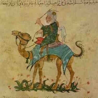 Un'illustrazione della "Rihla" di Ibn Battuta. Il suo viaggio inizia come pellegrinaggio alla Mecca mostrando un interesse quasi esclusivo solo verso ciò che è musulmano