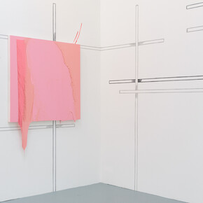 Hang On! (fill line), 2012, Alexis Harding Oil paint on mdf 100 x 100cm plus paint skin
