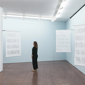 Andrea Geyer, Manifest, exhibition view. Courtesy of Hales Gallery