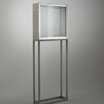 Nanda Vigo, Chronotopo, 1965, Aluminium and glass, 60 x 60 x 20 cm