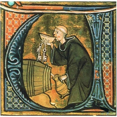 Monk sneaking a drink