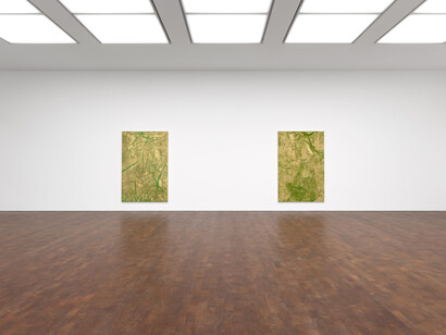 Rudolf Stingel, Vineyard paintings, exhibition view. Courtesy of Gagosian Gallery
