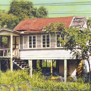 Hew Locke, Anira St., 2014, acrylic on C-Type photograph, 81.5 x 122 cm, 32 1/8 x 48 1/8 in, Image courtesy of the Artist and Hales Gallery, London, Copyright of the Artist