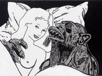 At First She Was Reluctant, 2013, Acrylic on canvas, 48 x 60 inches