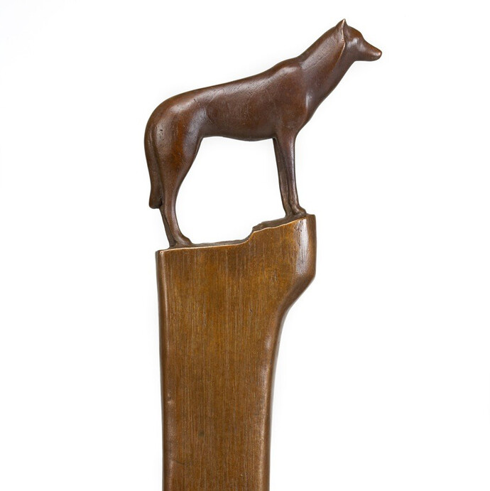 Gwynn Murrill, Wolf II, 2006, Bronze, 63.5 x 6.5 x 1.75 inches (stand with no base), Edition 4/8
