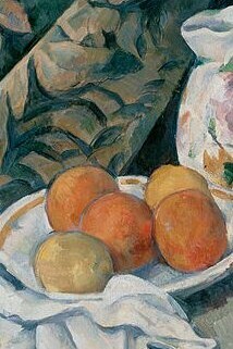 "Naturaleza muerta con una cortina", óleo sobre lienzo, Paul Cézanne, 1898