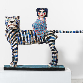 Hans Scheib, The Young Lady from Riga,  34 x 50 x 10 inches, acrylic on wood, 2014