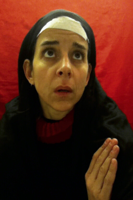 Nina Katchadourian, Lavatory Self-Portrait in Flemish Style #6, 2011 (“Seat Assignment” project, 2010-ongoing), C-Print, 13.75h x 10w in. Courtesy of the artist, Catharine Clark Gallery, and Fridman Gallery.