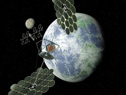 A solar power satellite in a sandwich or “abacus” configuration design
