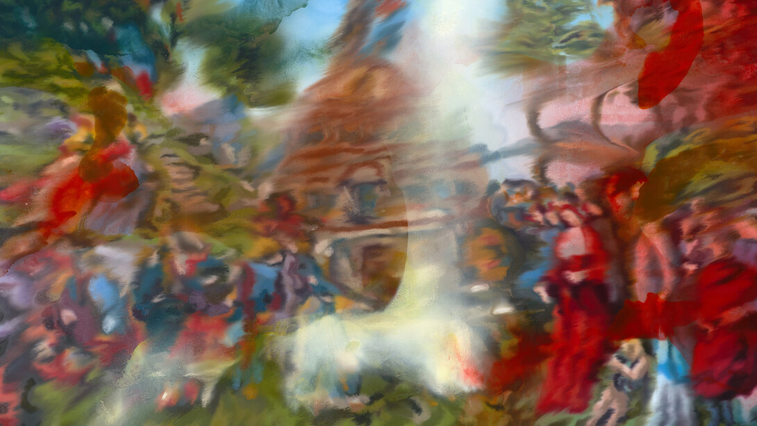 Jorge R. Pombo, Variazione di ‘Le tentazioni di Cristo’ di Botticelli, 2025. Per gentile concessione della Fabbrica del Vapore