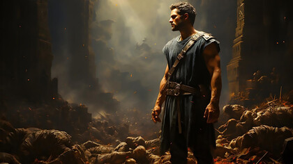 Cinematic gladiator illustration design