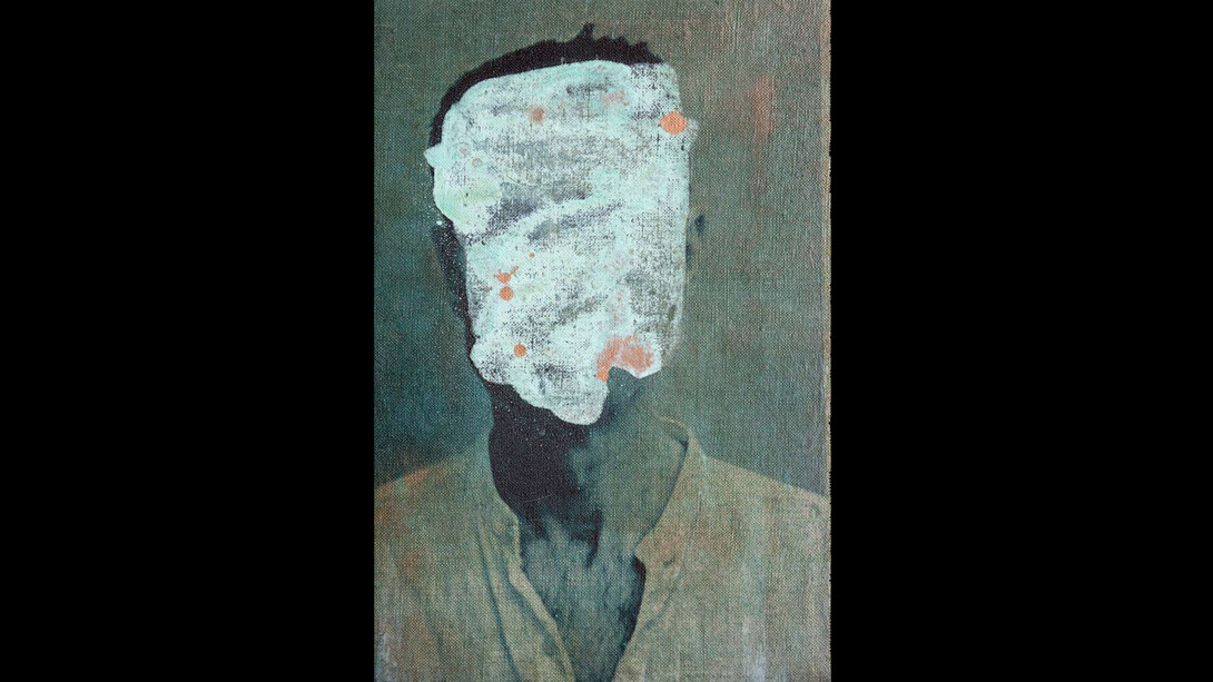 John Keane, Twelve Selves (Selve Thirty Six), Oil and Image Transfer on Linen, 2017, (c) John Keane, Courtesy of Flowers Gallery, London and New York
 