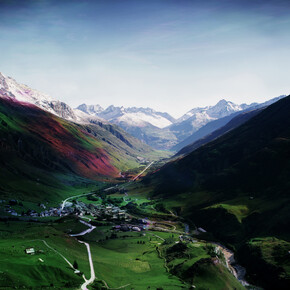 Florian Maier-Aichen, Untitled (Andermatt), 2014, C-Print, 72 5/8 x 92 1/8 inches (184.5 x 234 cm) framed © Florian Maier-Aichen, courtesy 303 Gallery, New York