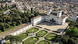 Villa Medici, Roma, Italia. Vista aerea degli esterni