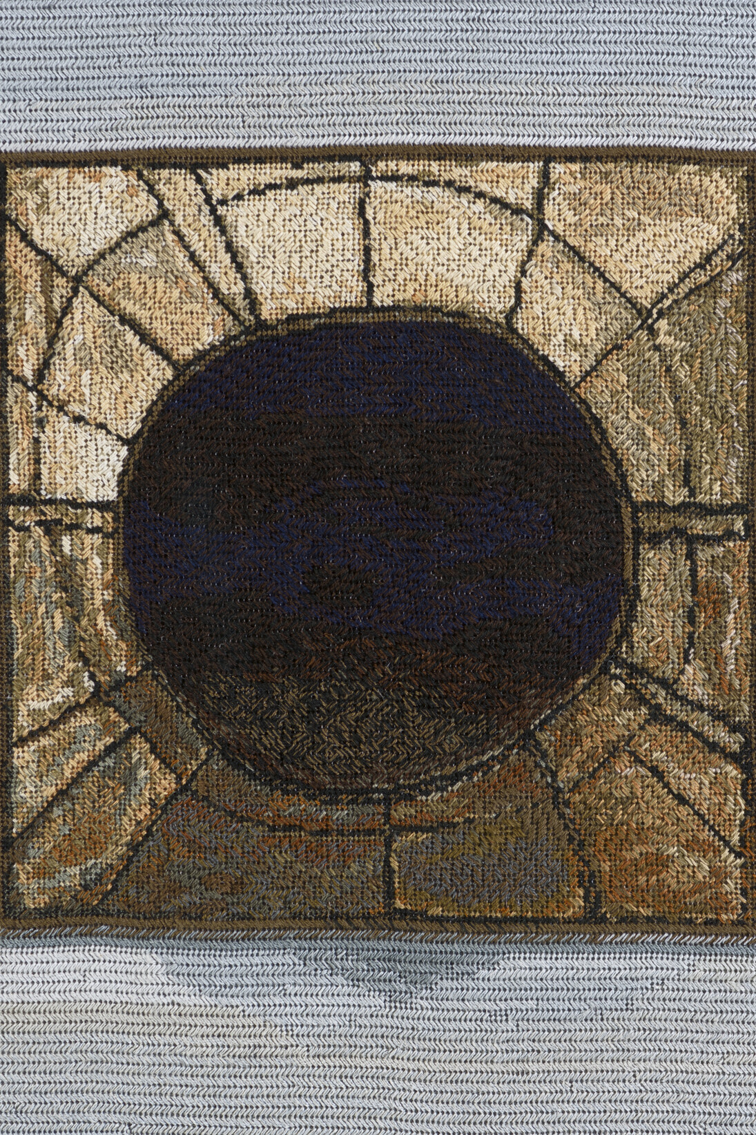 Narelle Jubelin, As Yet Untitled (Lee Bontecou, 1959), 2014, cotton on silk petit point, Courtesy the artist and Marlborough Contemporary, London