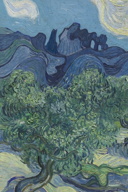 Detalle de "Olivares con los Alpilles al fondo", óleo sobre lienzo, Vincent Van Gogh, 1889