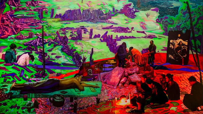 Zico Albaiquni, In the search of Lukis in the sense of what it used to be (Mencari Arah menuju pengertian lukis sedia kala) (detail), 2024. Courtesy of Ames Yavuz