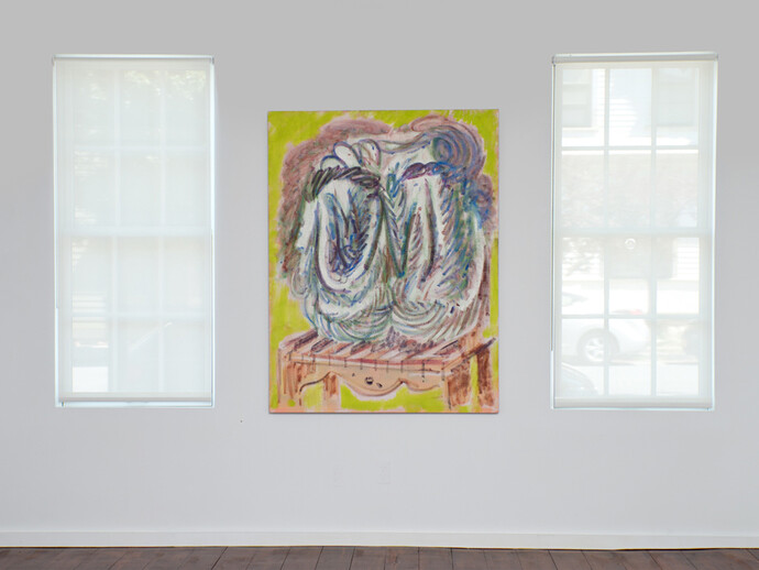 On Keys, 2015, oil on linen, 58 x 43.5 inches, installation views