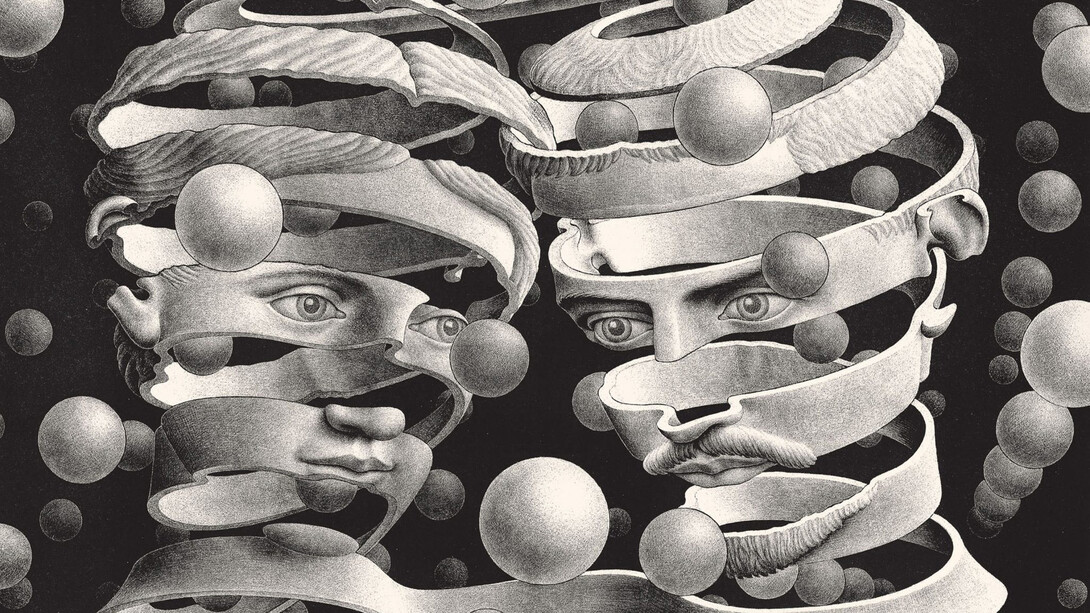 Maurits Cornelis Escher
Vincolo d’union, Aprile 1956
Litografia, 25,3×33,9 cm
Collezione privata, Italia
All M.C. Escher works © 2019 The M.C. Escher Company. All rights reserved