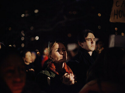 A protest in favour of migrants