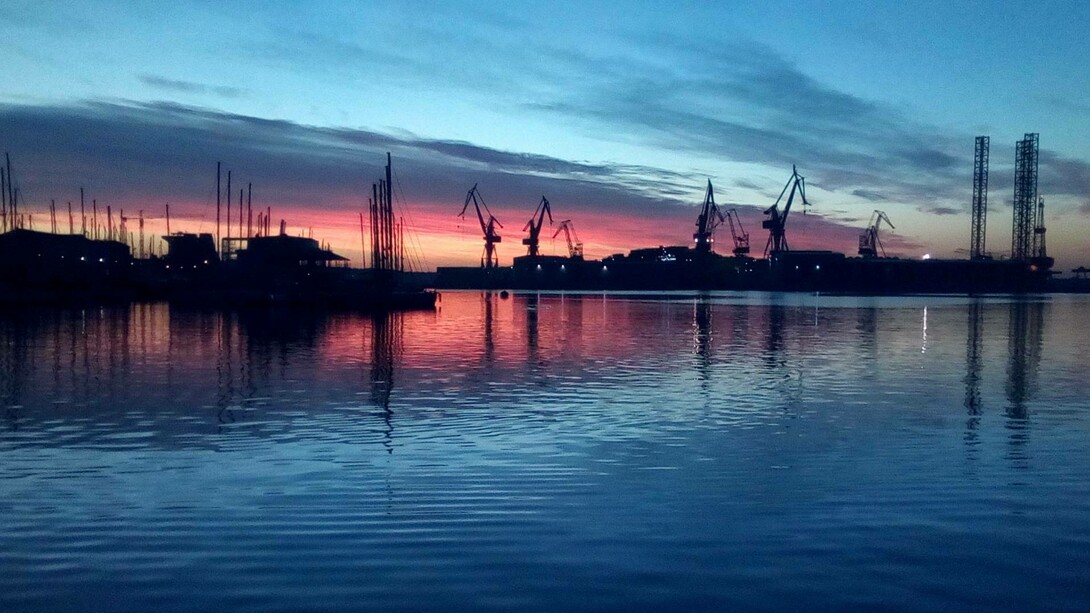 A port during sunset