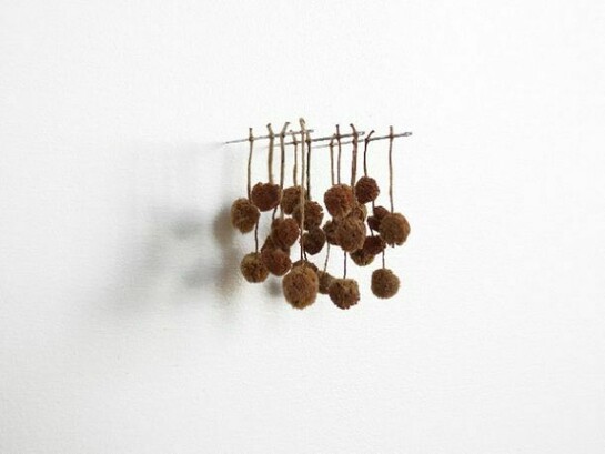 Christiane Löhr, Kleines Kugelgehänge (little ball pendant), 2010, Tree blossoms, needles, 1 3/8 x 1 5/8 x 1 5/8 inches (3.5 x 4 x 4 cm)