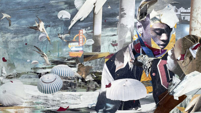 Shaunté Gates, Between columns and the landing (detail), 2026. Courtesy of Marc Straus Gallery