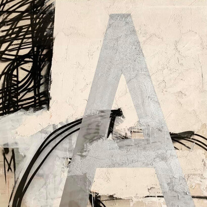 Lettera A, painting, tecnica mista su legno, 100x100