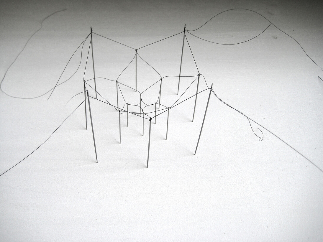 Christiane Löhr, Kleine Haararbeit (little hair work),    2013, horse hair, needles, 5 x 32 x 23 cm