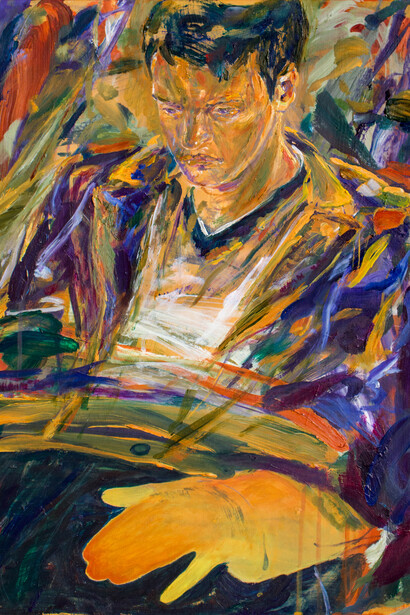 Jared Brook,
Jeremiah (detail), 2023.
Acrylic on cradled wood,
24 x 18 x 1.5 in,
60.96 x 45.72 x 3.81 cm. Courtesy of the artist and Villazan