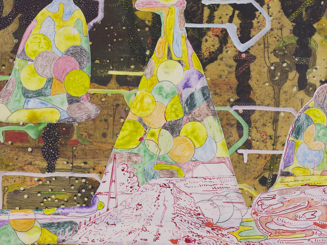 The View From Now Here, 2015, mixed media on panel, 22.5 x 30 cm
